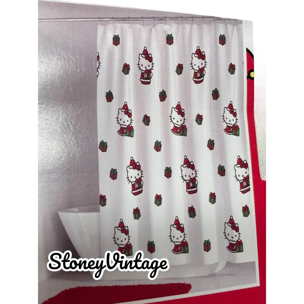 Hello Kitty Christmas Shower Curtain Bathroom Bundle